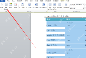 表格工具布局中点击查看网格线查看隐藏边框后的单元格位置