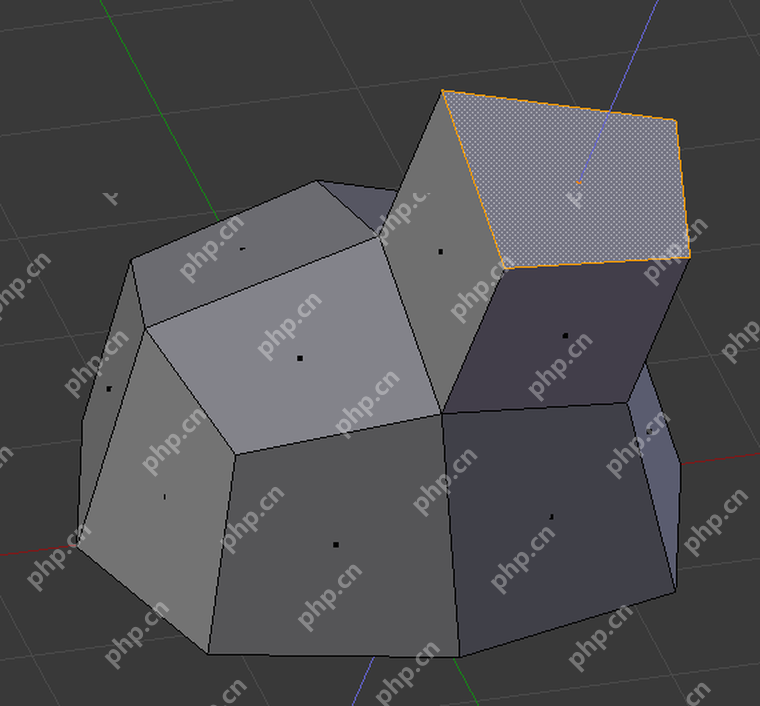 Blender 5.2 Extrude Region 示例显示顶面被挤出后形成新的立体结构