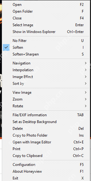 Honeyview 5.29 英文右键菜单靠下位置显示 Copy to Clipboard 与 Ctrl+C,旁边另列 Copy to Photo Folder