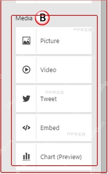 Sway 卡片面板中的 Media 区域和视频音频入口