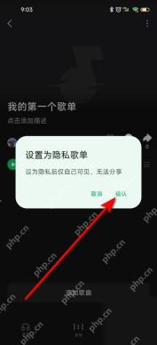 确认歌单私密状态