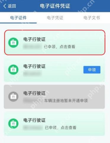 交管12123电子行驶证车辆列表
