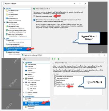 Hyper-V 虚拟机设置中 Integration Services 服务列表