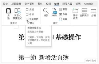 Word视图选项卡中打开导航窗格入口
