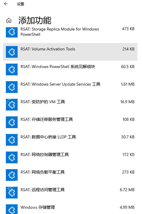 Win10 添加功能列表中的多个 RSAT 管理工具条目
