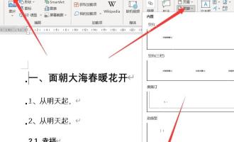 Word 插入选项卡中打开页脚菜单检查页脚区域