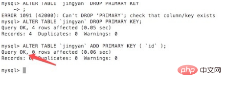 How to set primary key in mysql using command line