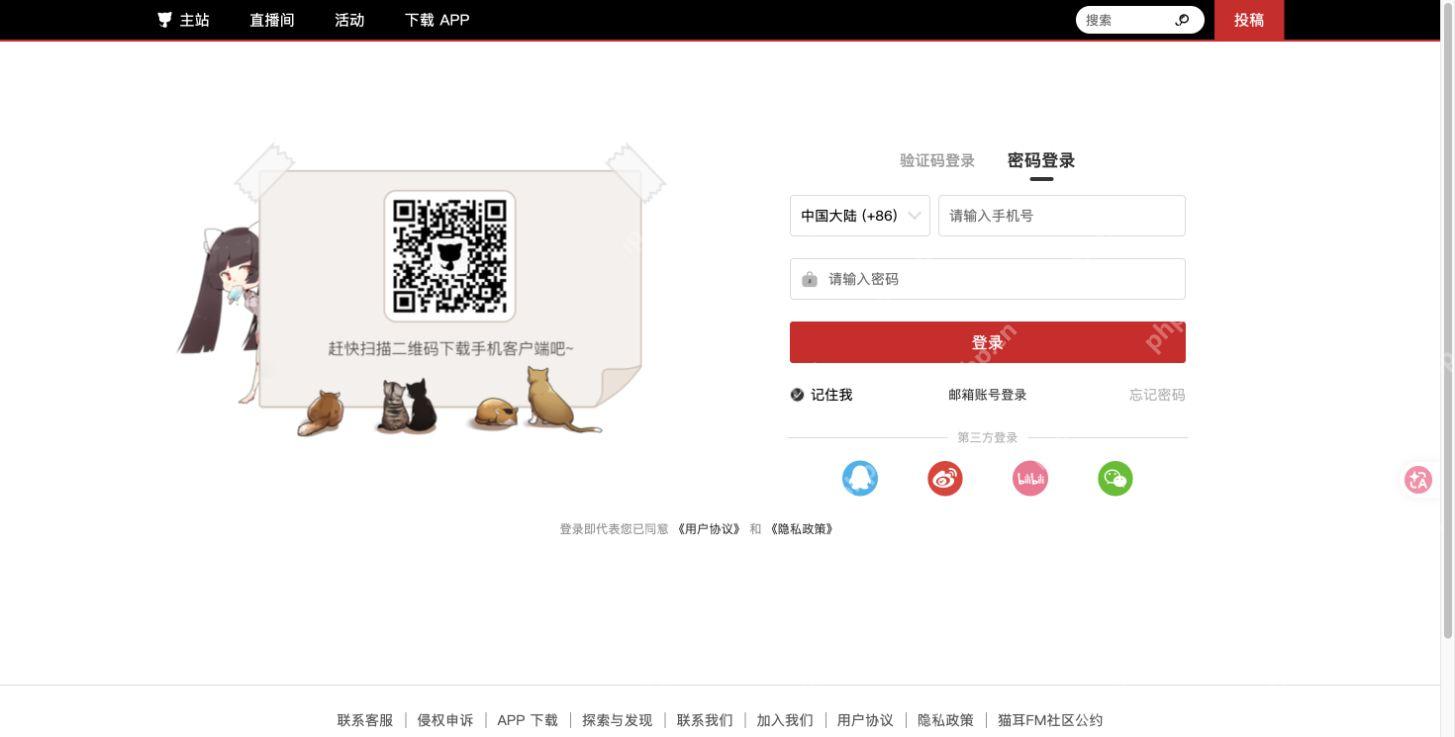 空白的密码登录表单与方式切换