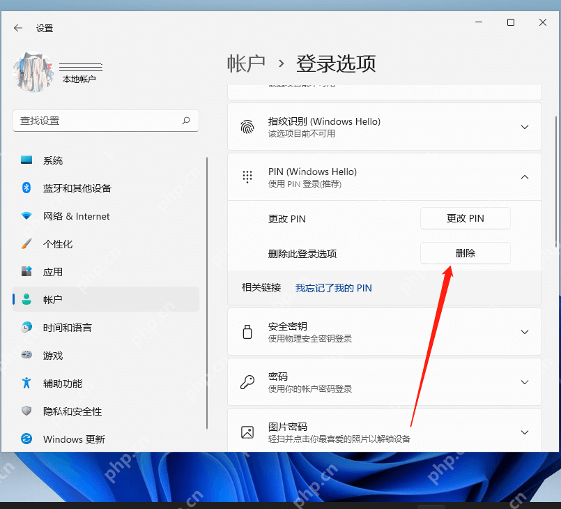 win11怎么删除pin码登录_win11PIN登录移除步骤与账户要求 - php中文网