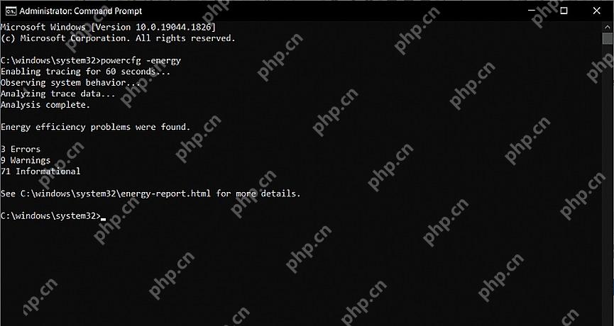 Win10 管理员命令窗口准备运行 powercfg energy 电源诊断