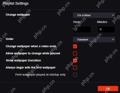Wallpaper Engine Playlist Settings 窗口显示 On a timer 小时分钟和随机顺序选项