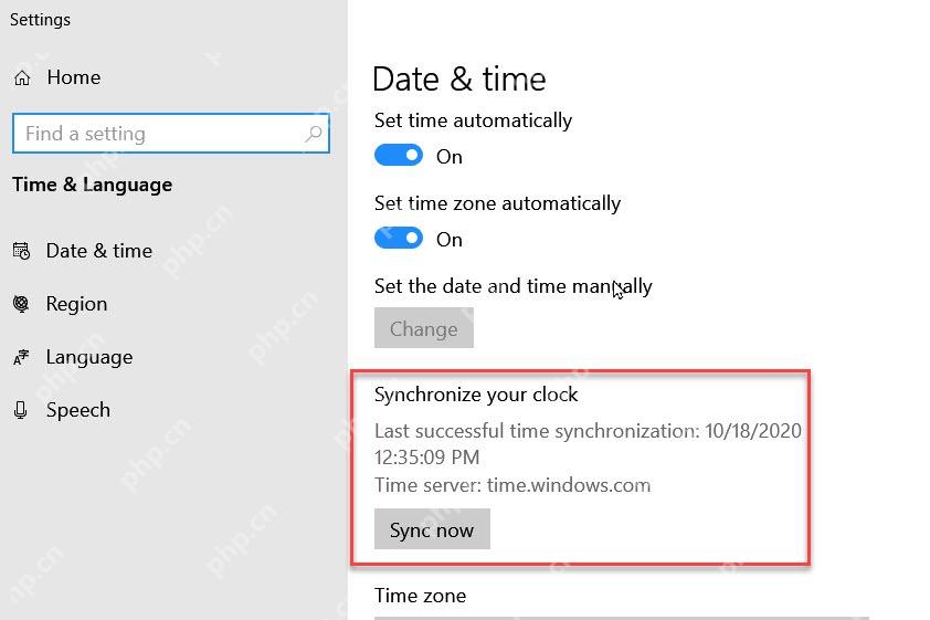 Win10 日期和时间设置中开启自动设置时间和自动设置时区