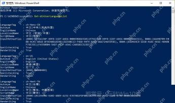 Win10 PowerShell 查看系统语言列表