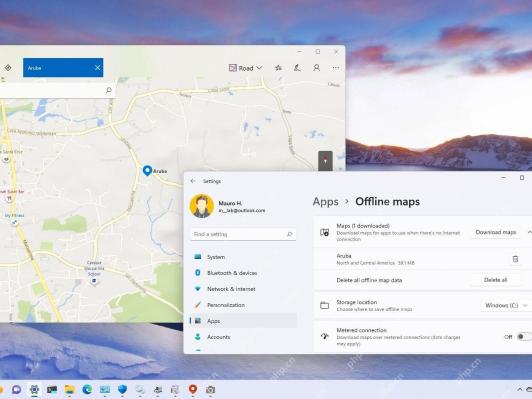 Win11 设置应用 Offline maps 页面显示 Download maps 和已下载地图