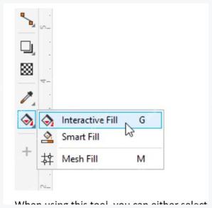 CorelDRAW 工具箱中选择 Interactive Fill 交互式填充工具