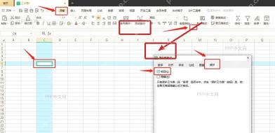 WPS表格审阅选项卡中保护工作表入口被标出