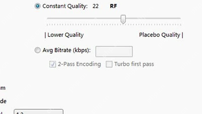 HandBrake Video 页 Quality 区域通过 RF 控制画质