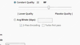 HandBrake Video 页 Quality 区域通过 RF 控制画质