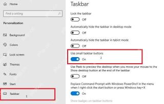 Win10 任务栏设置中 Use small taskbar buttons 开关开启的近景