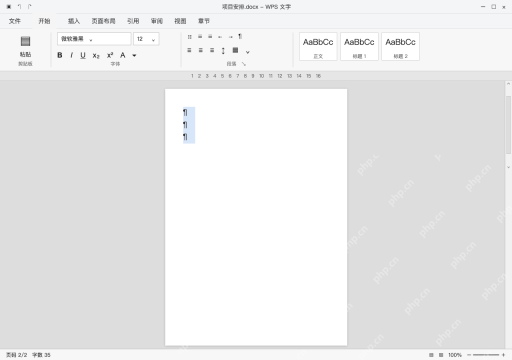 模拟 WPS文字电脑版完整界面:只选多余空段落,按 Delete 删除