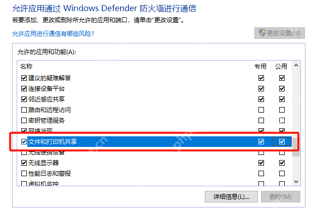Win11 防火墙程序列表里勾选专用和公用网络
