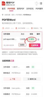 极轻PDF手机端PDF转Word上传成功