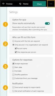 Microsoft Forms设置组织内填写和每人一次提交