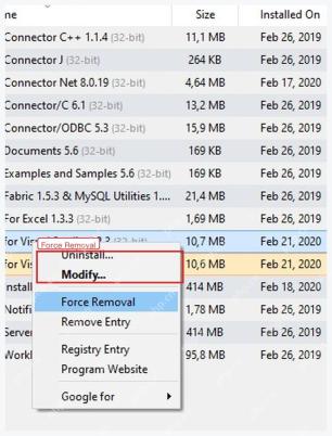 Geek Uninstaller 右键菜单里的 Force Removal 强制移除入口