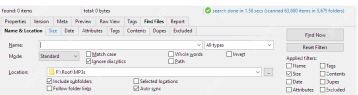 XYplorer Find Files 的 Location 和 Include subfolders