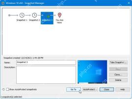 VMware Workstation Snapshot Manager 中选中快照并点击 Go To 恢复
