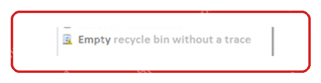 PrivaZer 下拉菜单中圈出 Empty recycle bin without a trace 回收站无痕清空入口。