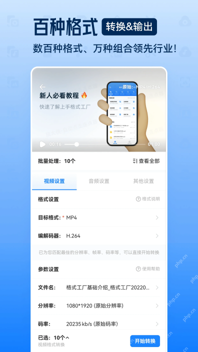 手机版格式工厂的图片格式和输出参数设置界面
