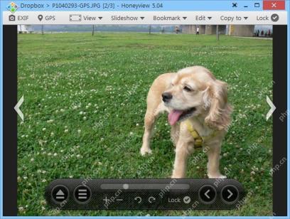Honeyview 5.04 图片窗口下方显示缩放滑块、加减号和左右翻页按钮组成的浮动控制栏