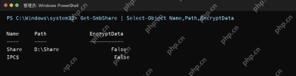 Win10 管理员 PowerShell 准备查看 SMB 共享加密状态