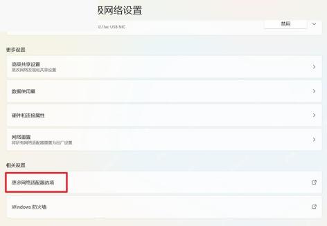 Win11 网络连接界面中选择网络适配器项目