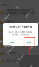 百度网盘移入隐藏空间确认弹窗
