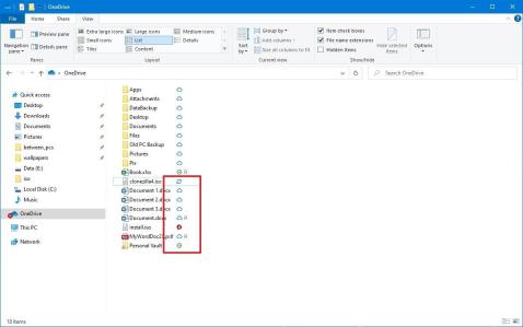 OneDrive文件资源管理器Status列显示云朵同步中绿勾和红叉用于判断文件打不开原因