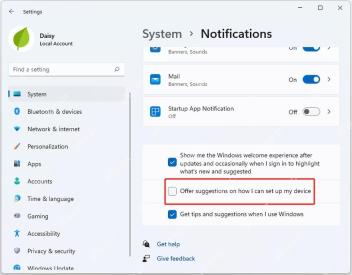 Win11 通知页面展开 Additional settings 其他设置