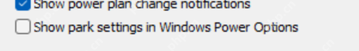 ParkControl 主窗口底部 Show park settings in Windows Power Options 选项
