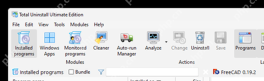 Total Uninstall Windows 顶部 Installed programs 模块入口。