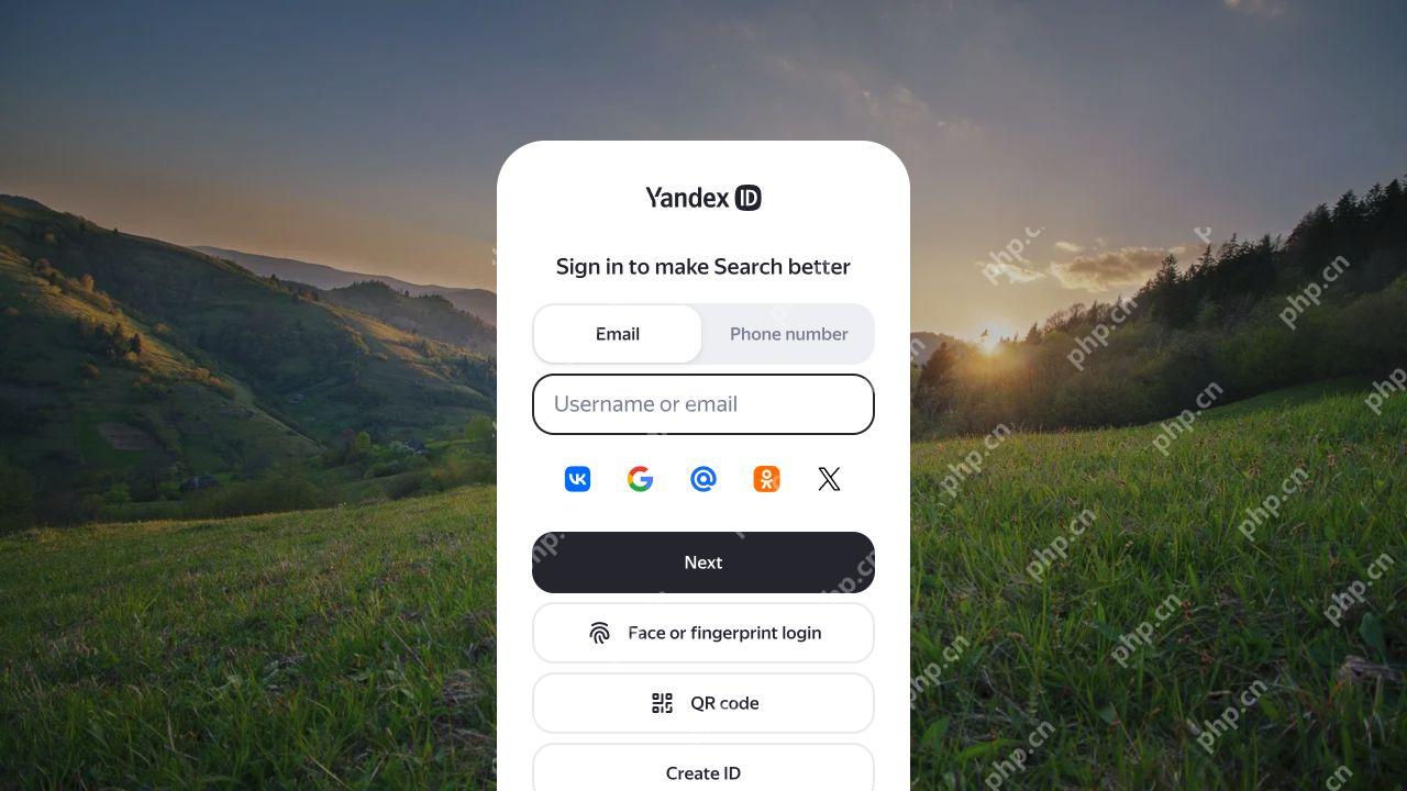 Yandex ID空用户名或邮箱登录表单与Next入口