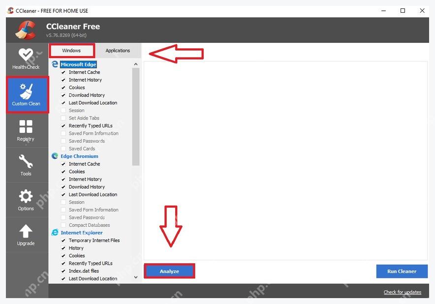 CCleaner Windows 电脑端正在清理 Windows Explorer Taskbar Jump Lists 项目