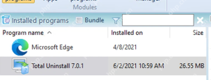 Total Uninstall Windows Installed programs 列表中选中目标程序。