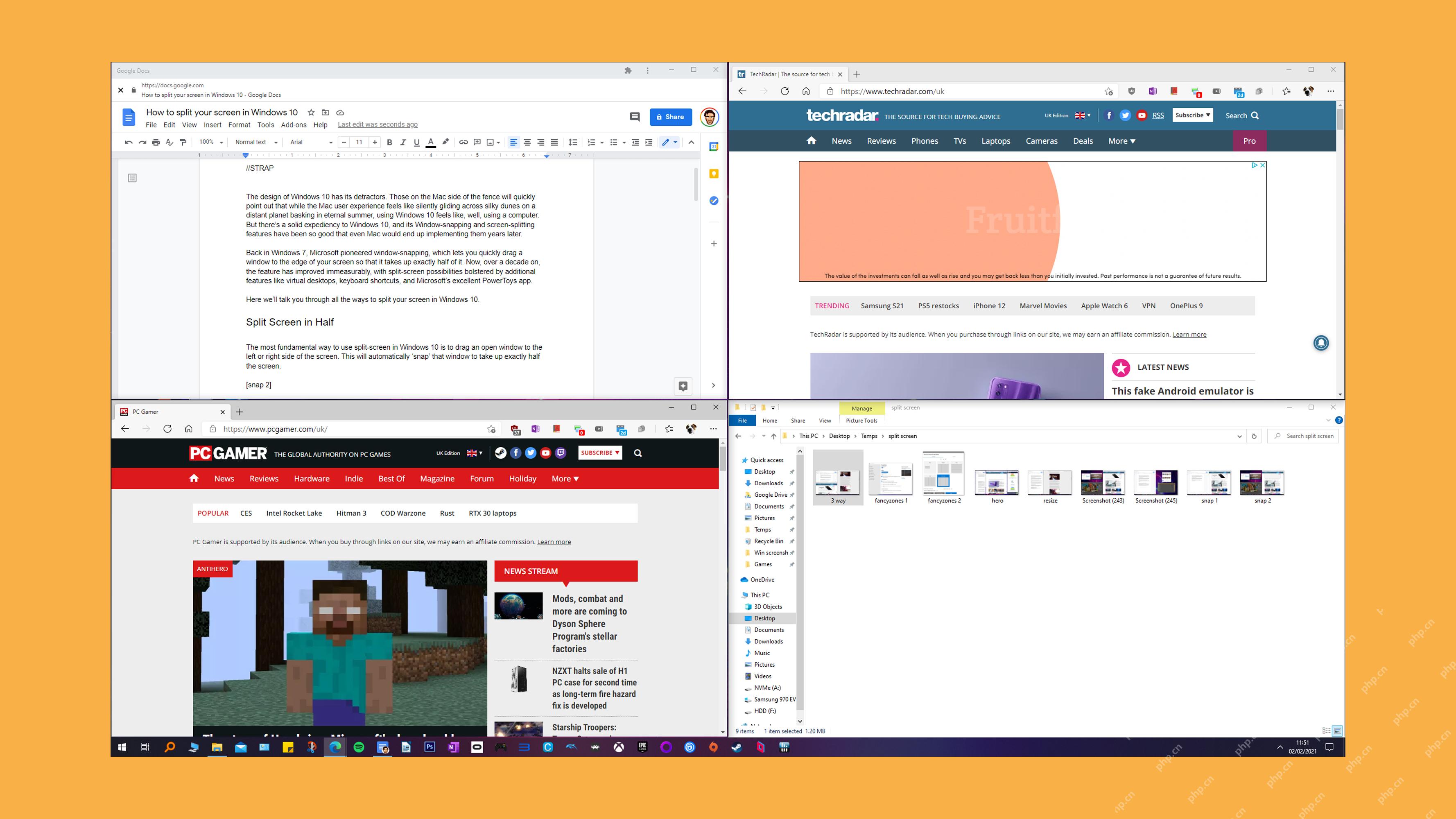 win10分屏后怎么恢复单个窗口_win10窗口分屏退出操作步骤 - php中文网