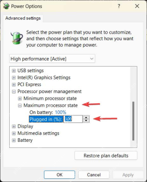 Windows Power Options 中 Processor power management 的 Maximum processor state 设置