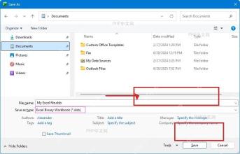 Excel 另存为窗口中选择 Excel 二进制工作簿格式