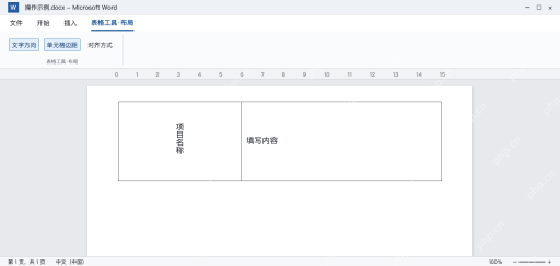模拟 Word表格工具布局设置单元格文字方向和边距