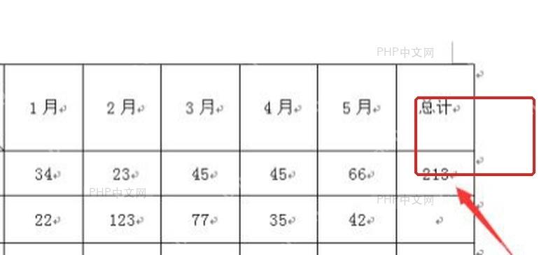 Word表格总计列中显示求和结果用于核对计算是否正确