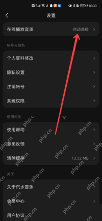 汽水音乐Android 设置页顶部在线播放音质入口