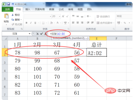 How to automatically sum columns in excel